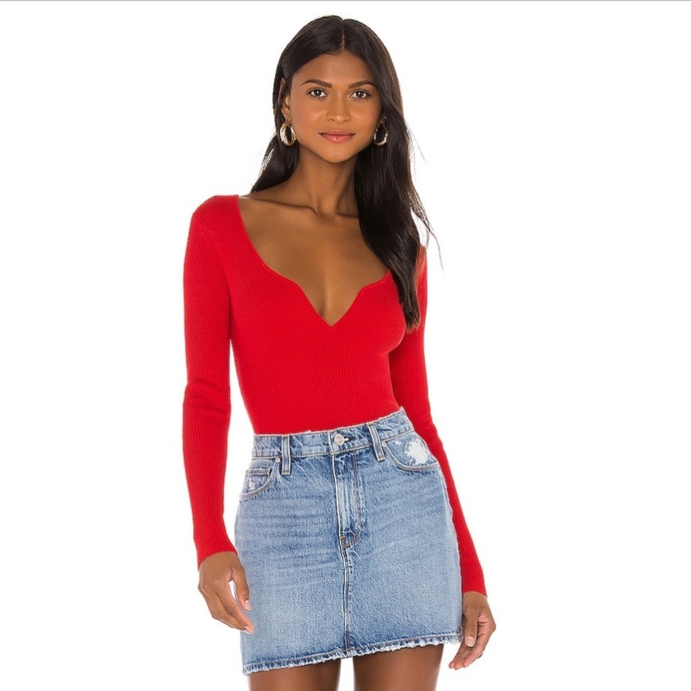 Lovers and Friends V-neck Knit Sweater in Red size XS NWT - Picture 4 of 9
